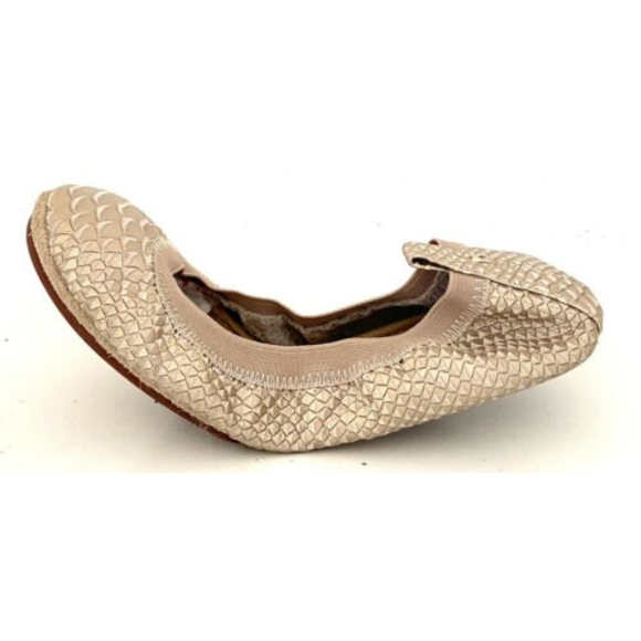 SOLD Yosi Samra Sammie Gold Metallic Python Snake Ballet Flats Size 9 - Picture 2 of 10